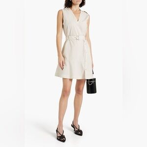 3.1 PHILLIP LIM Belted Cotton-blend Poplin Mini Dress Stone cream piece size 4